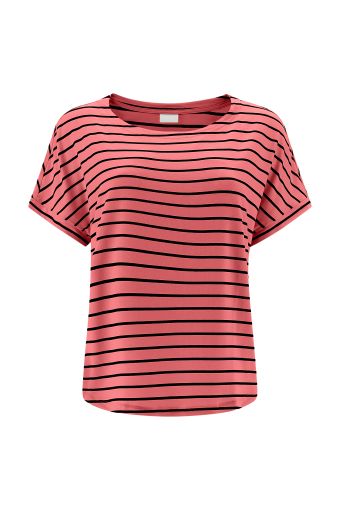 Striped jersey t-shirt with cap sleeves