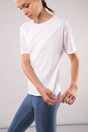 T-Shirt in 2-in-1-Optik für Yoga 100% Made In Italy