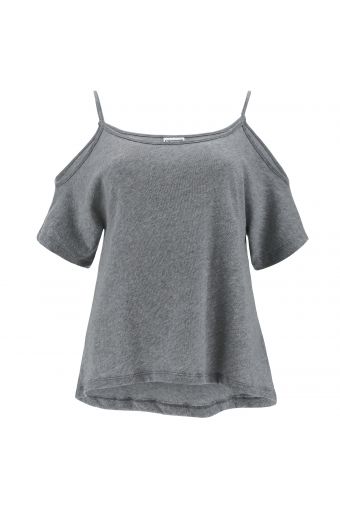 Relaxed fit bare-shoulder t-shirt