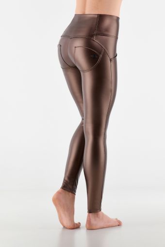 Pantalon WR.UP® skinny taille haute en similicuir métallisé