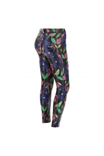 Regular waist WR.UP® trousers in floral print faux leather