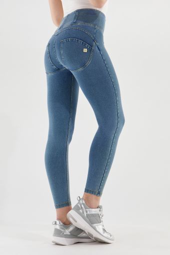 Denim-effect ankle-length high-rise WR.UP® super skinny trousers