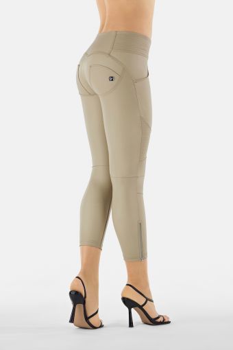 WR.UP® shaping trousers in faux leather with topstitching and zips at the ankles