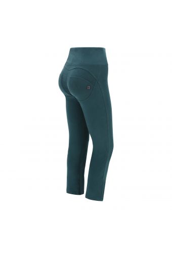 High waist Capri WR.UP® shaping trousers with feathers on the hemline
