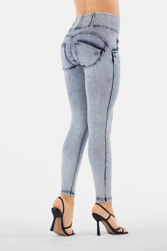 Jeans push up WR.UP® taille haute, coupe super skinny avec effet marbré en tissu navette