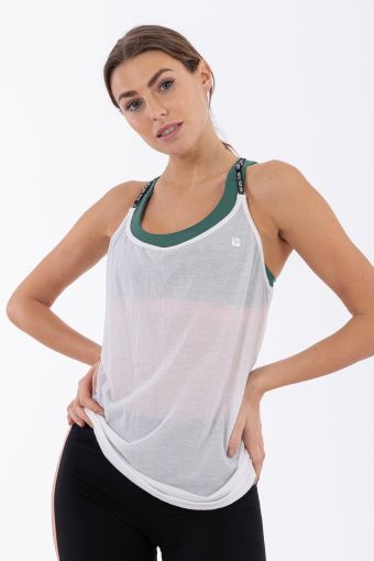Ärmelloses Crêpe-Shirt der Damen-Yogabekleidung – 100% Made in Italy