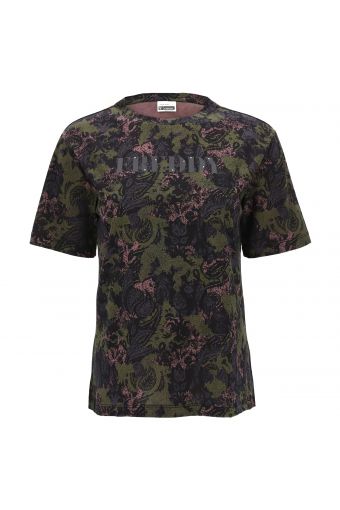 Short-sleeve t-shirt with a paisley-camouflage print 