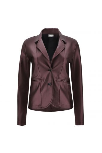 Faux leather blazer with a metallic finish