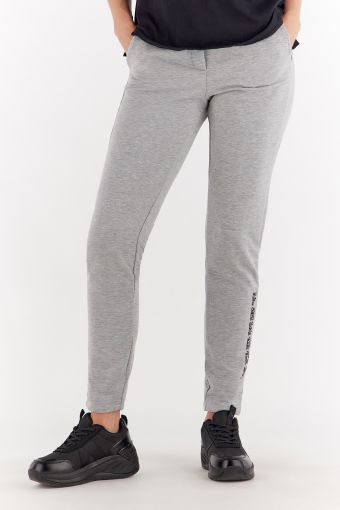 Melange grey trousers with sequin “FREDDY” lettering