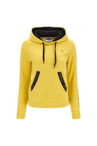 Sweatshirt with a mesh-lined hood and gold glitter details