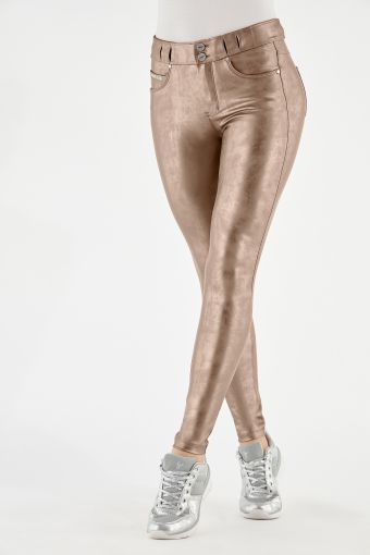 N.O.W.® Pants trousers in used-look metallic faux leather 