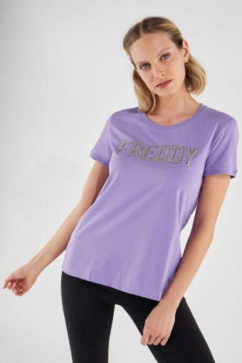 Lightweight jersey t-shirt with sequin FREDDY lettering