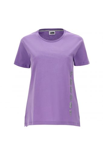 Comfort-fit t-shirt with a vertical silver sequin logo