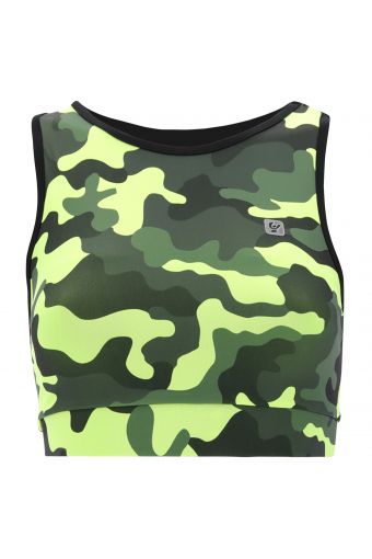 Breathable fluorescent camouflage medium-support athletic top