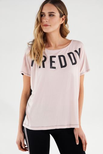 Oversize two-tone t-shirt with a glitter print