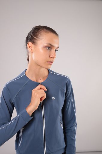 Sweatshirt für Yoga mit Paspelierung in Kontrastfarbe 100% Made In Italy