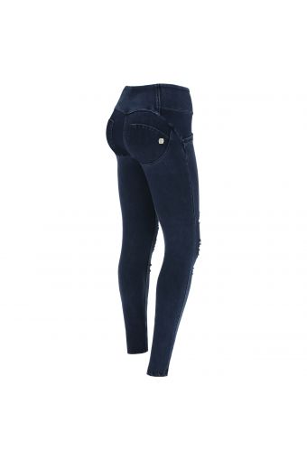 Push up-Jeans WR.UP® mit mittlerem Taillenbund aus Denim mit Rissen