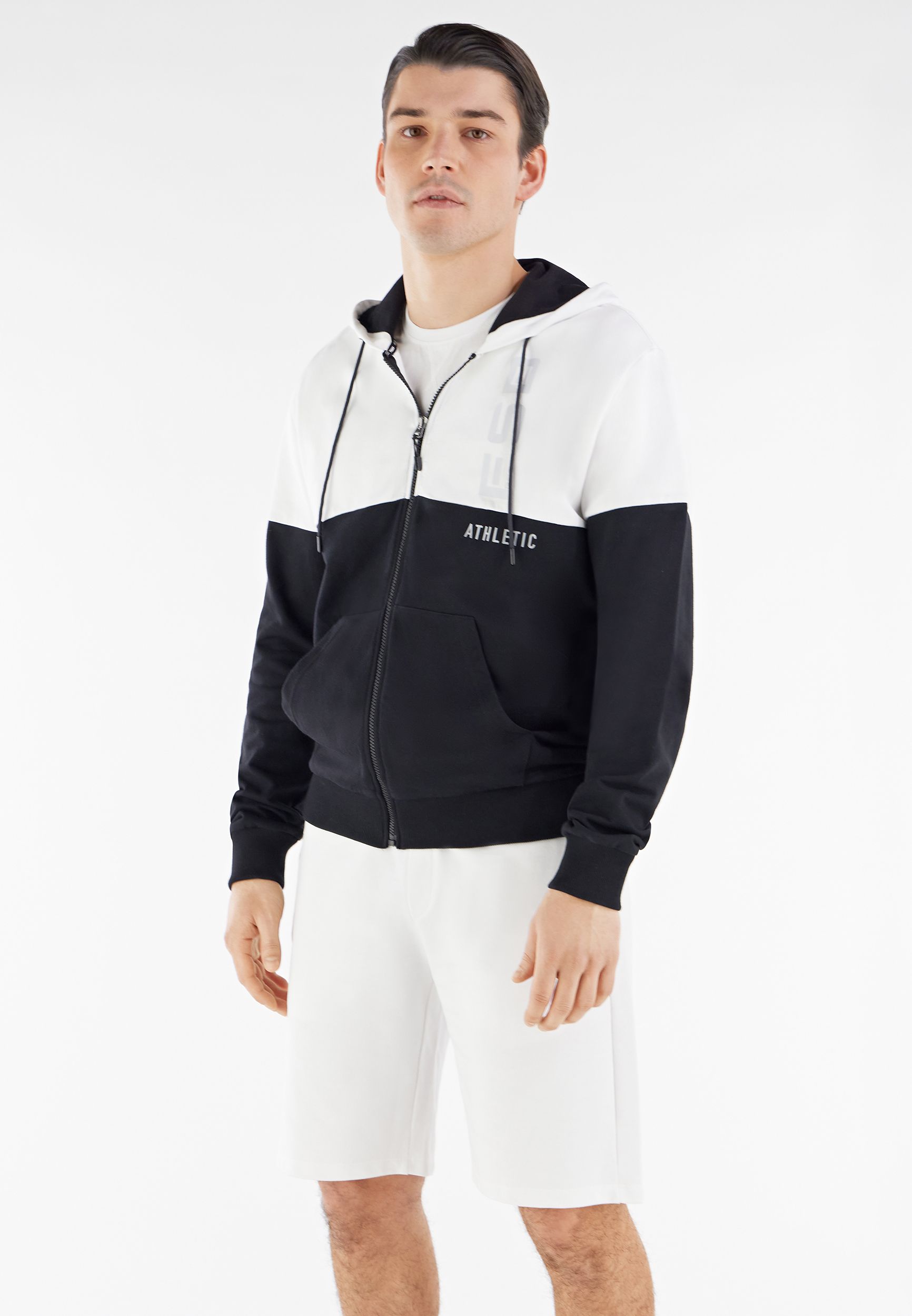 Two tone on sale zip up hoodie
