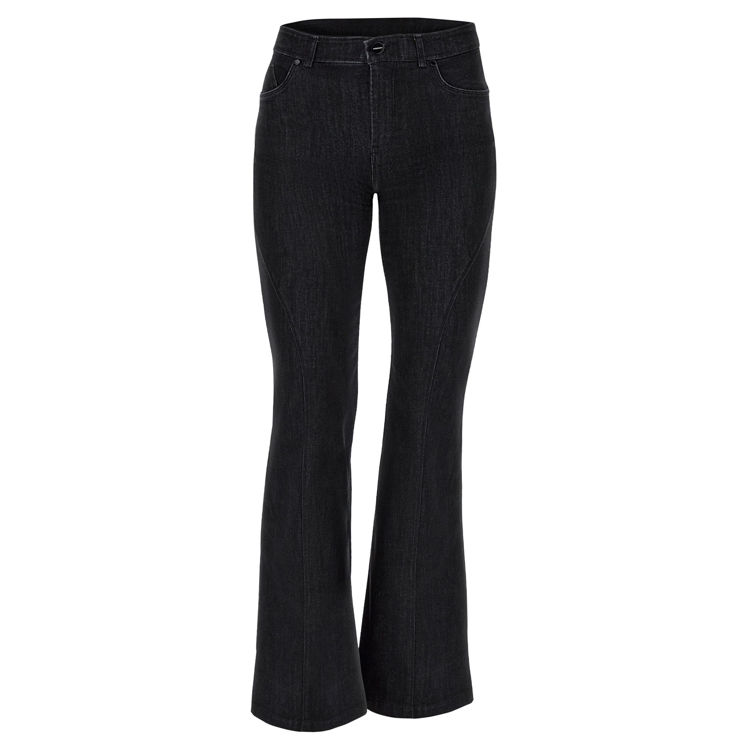 Super flare jeans with a regular waist and decorative stitching