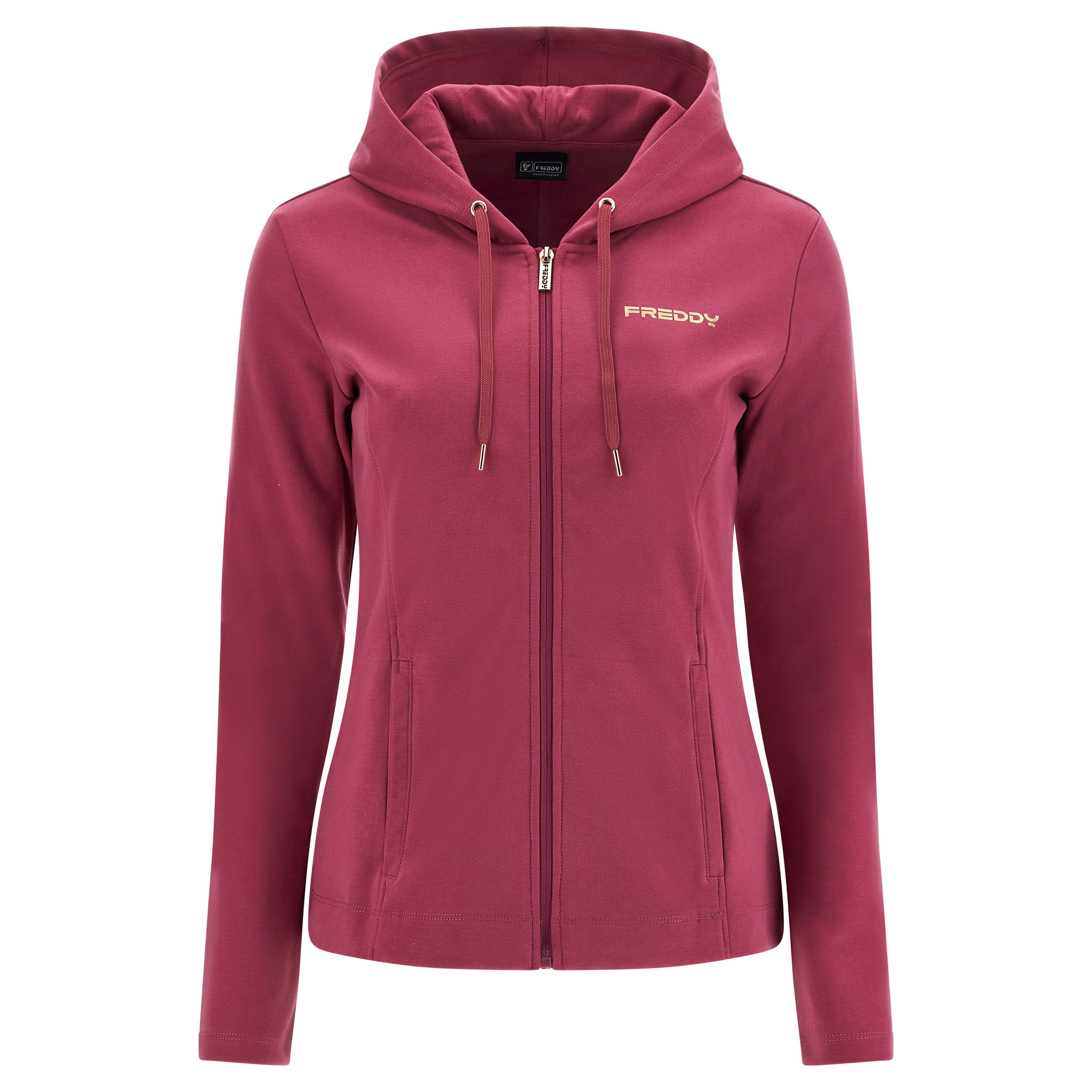 Felpa in interlock con zip e cappuccio con coulisse Freddy