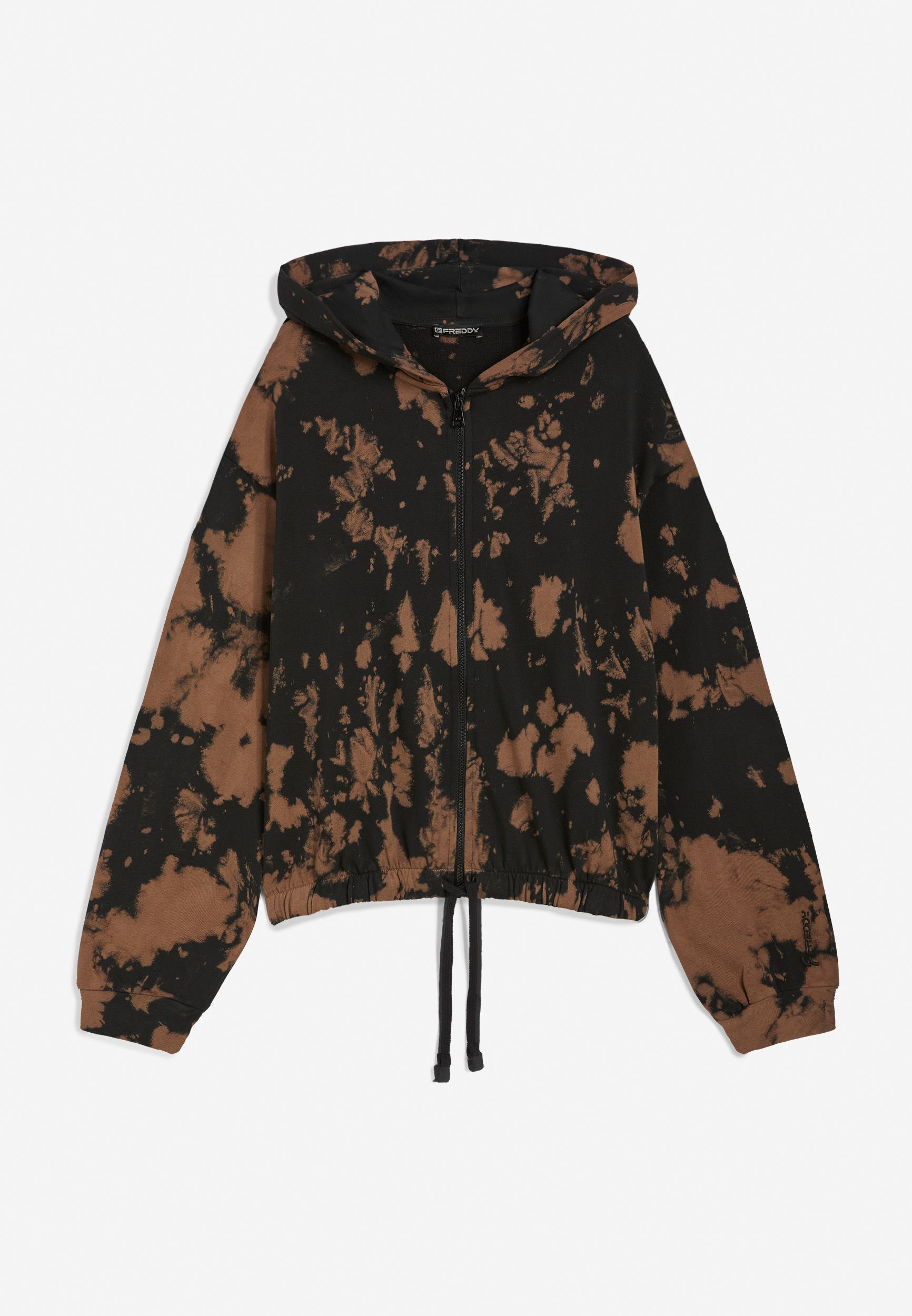 Felpa tie dye corta con cappuccio e coulisse in vita Freddy