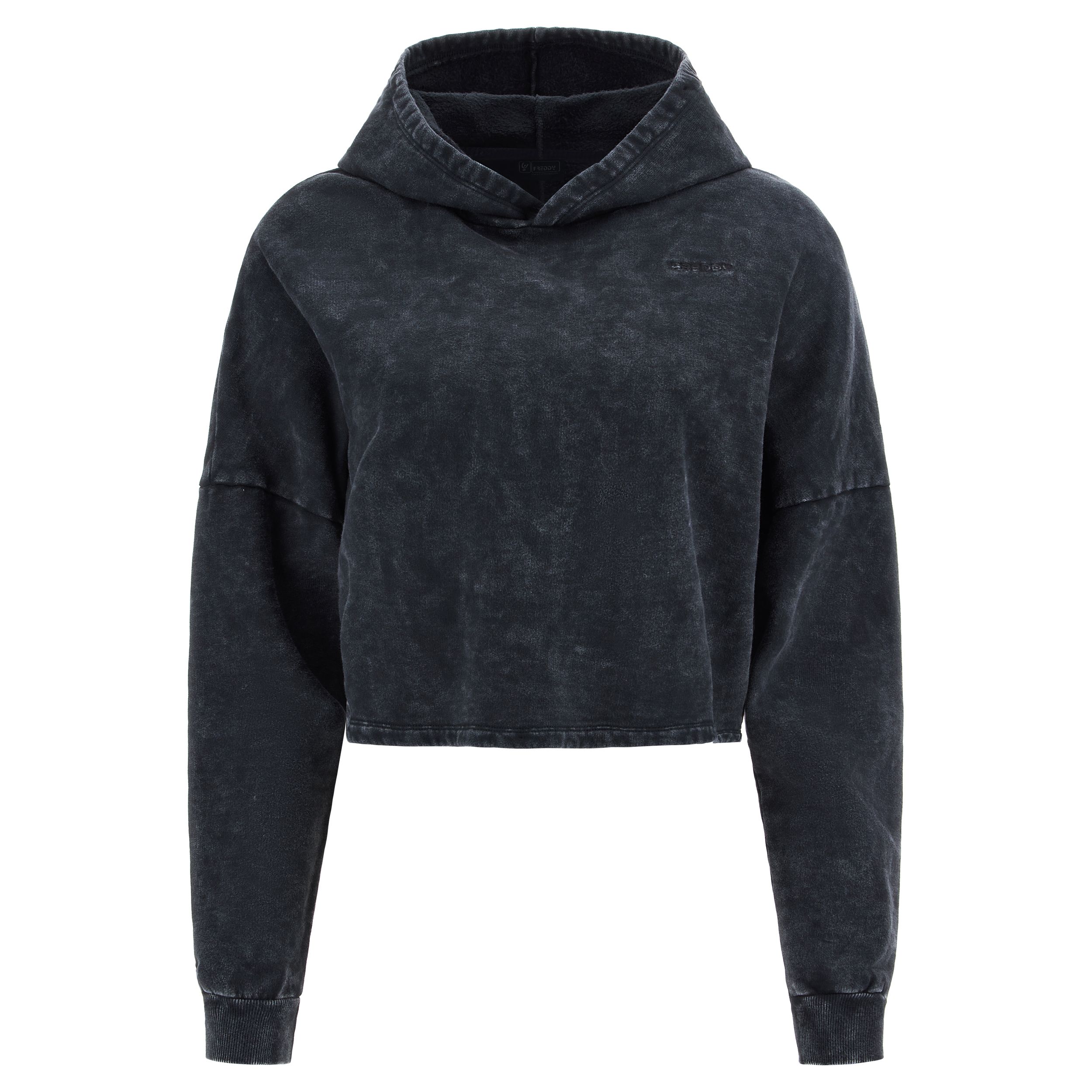 Cropped acid wash hoodie with an embroidered logo Freddy