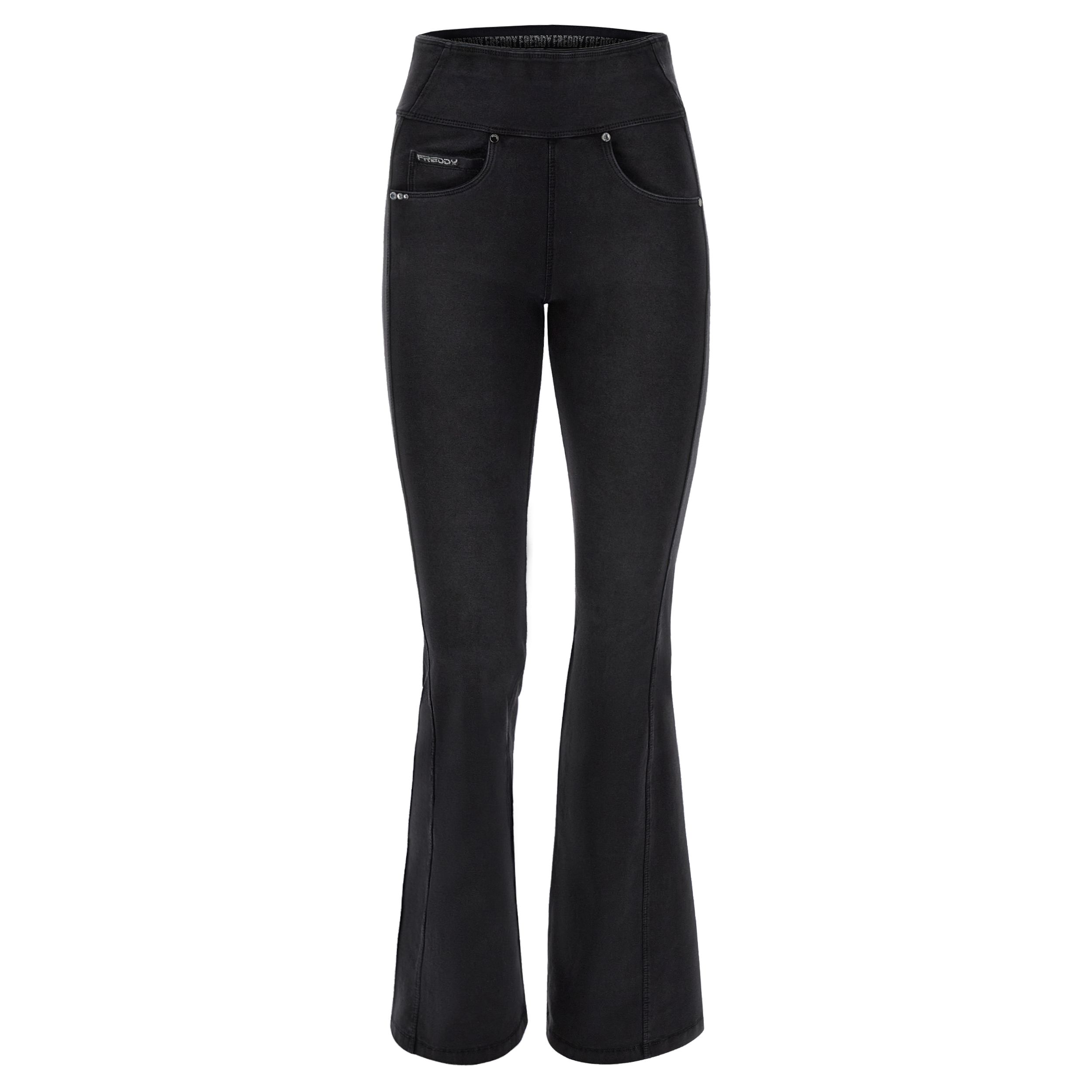 Pantaloni vita alta a sale zampa