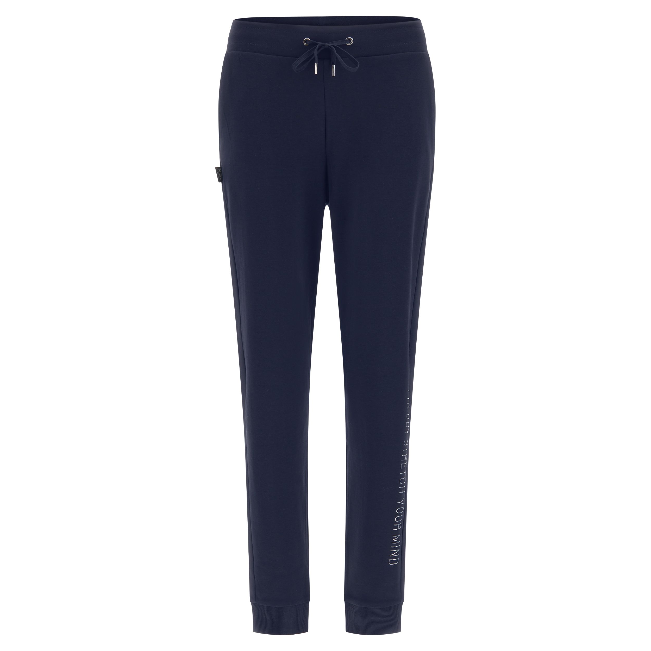 Ankle length athletic trousers in interlock with a silver dot