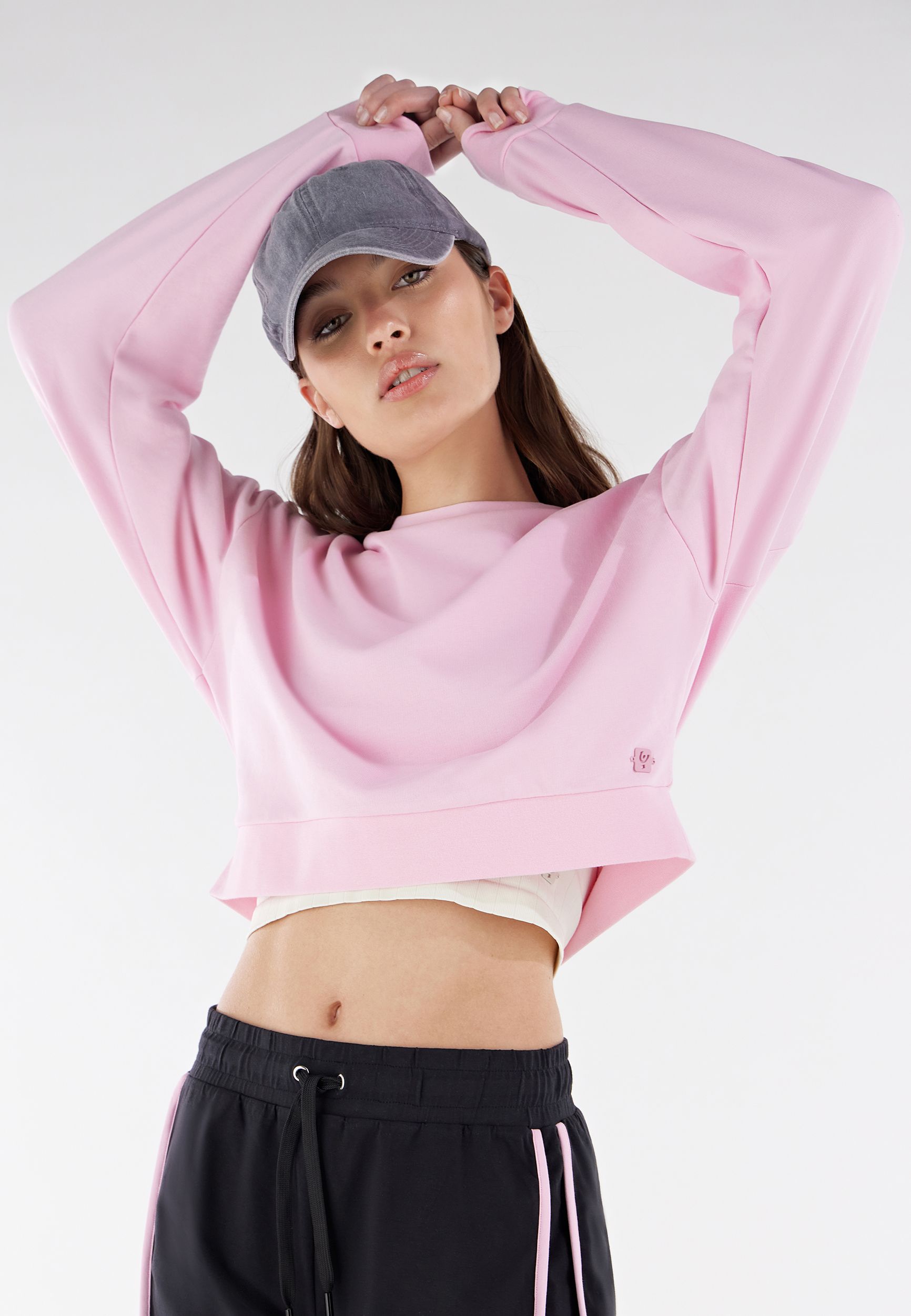 Felpa leggera cropped a girocollo in french terry Freddy