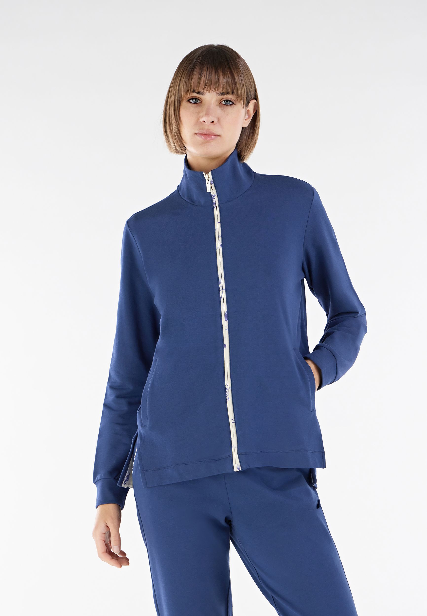 Felpa blu cheap zip