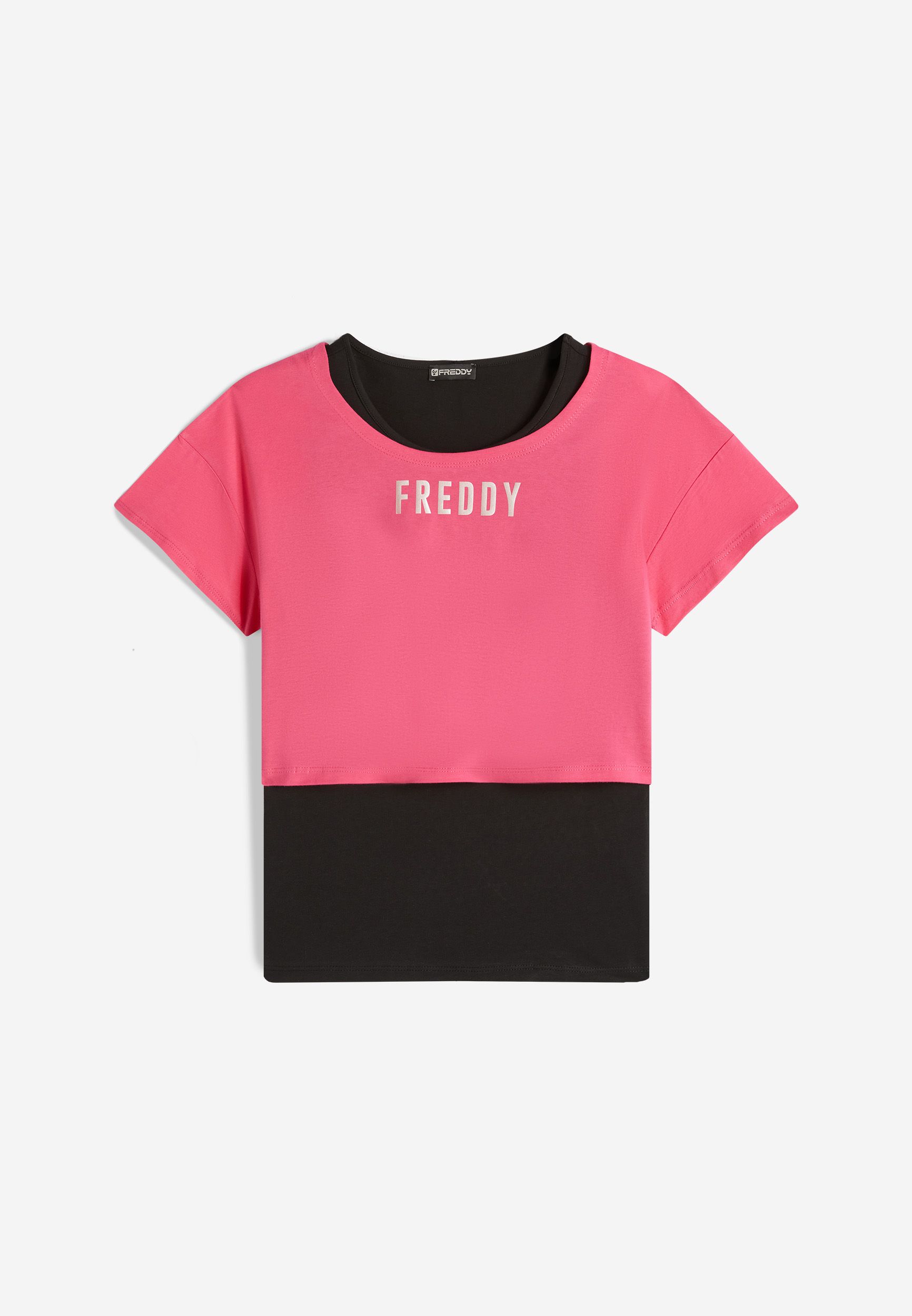 Set canotta t shirt cropped da donna con logo satin Freddy Official Store