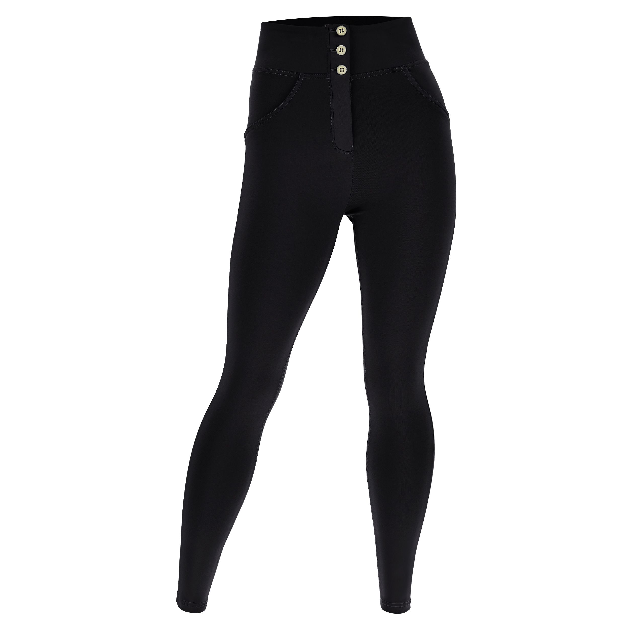 Pantalon push up WR.UP taille haute avec boutons en coton