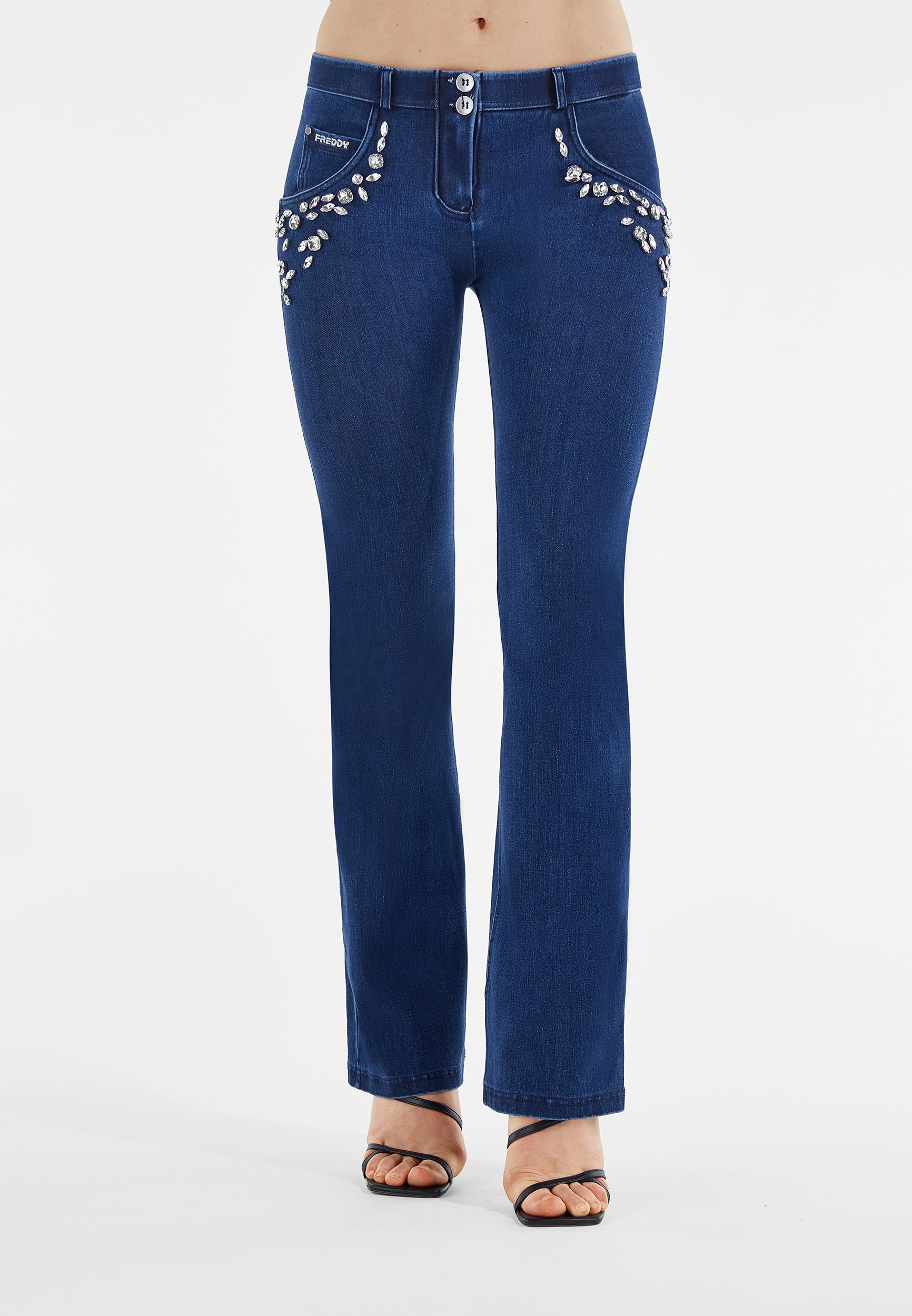 Jeans con strass cheap sulle tasche