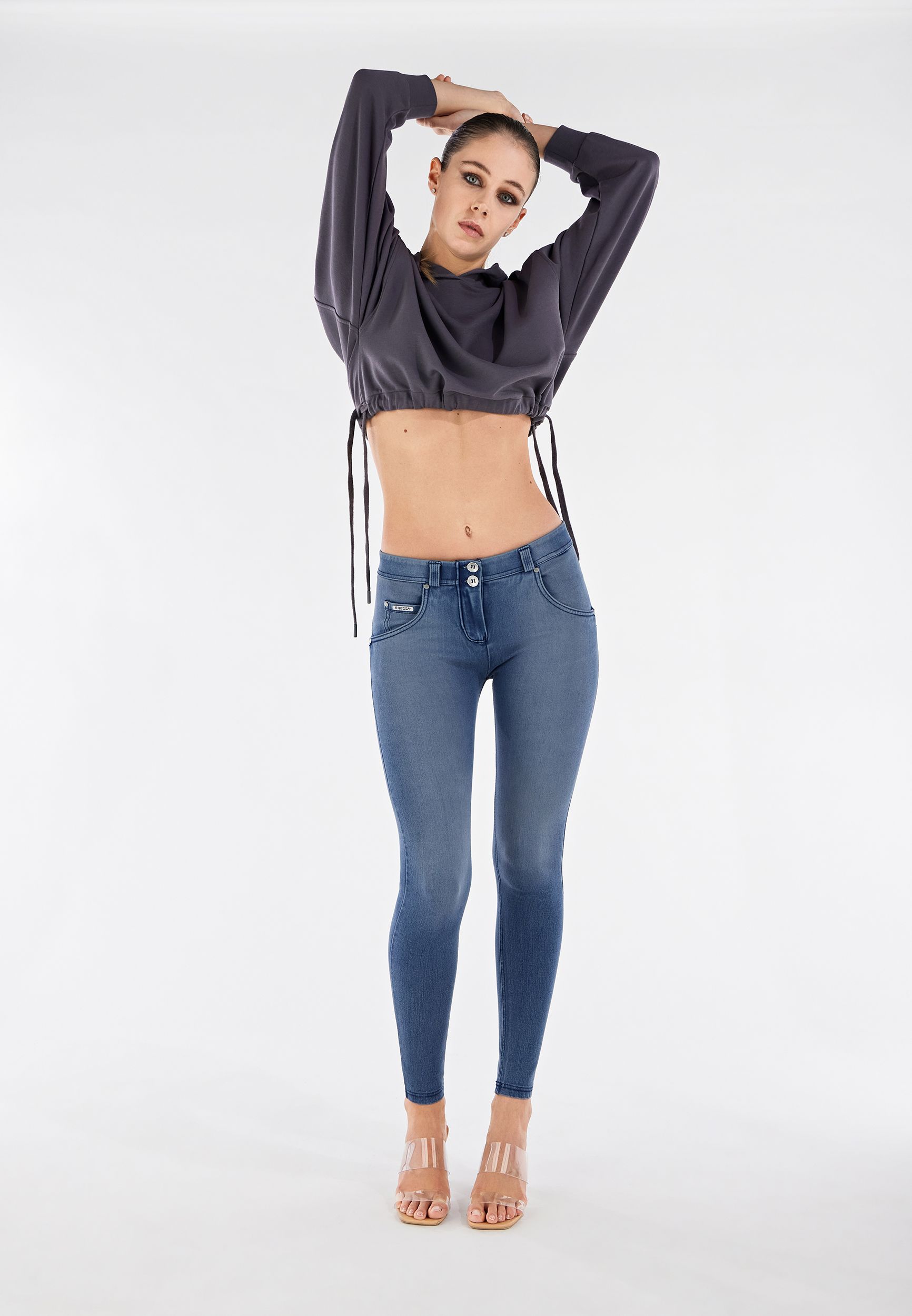 WR.UP® push-up jeans, regular waist and length, and used effect