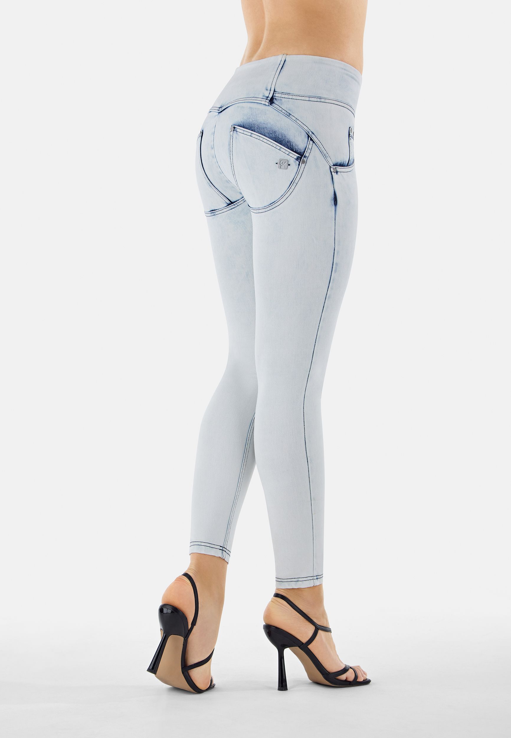 Acid wash ankle length WR.UP shaping super skinny jeans in